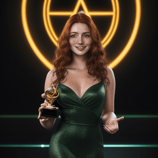 AI generated: A fair-skinned woman with freckles and green eyes, her wavy auburn hair cascading down her shoulders...