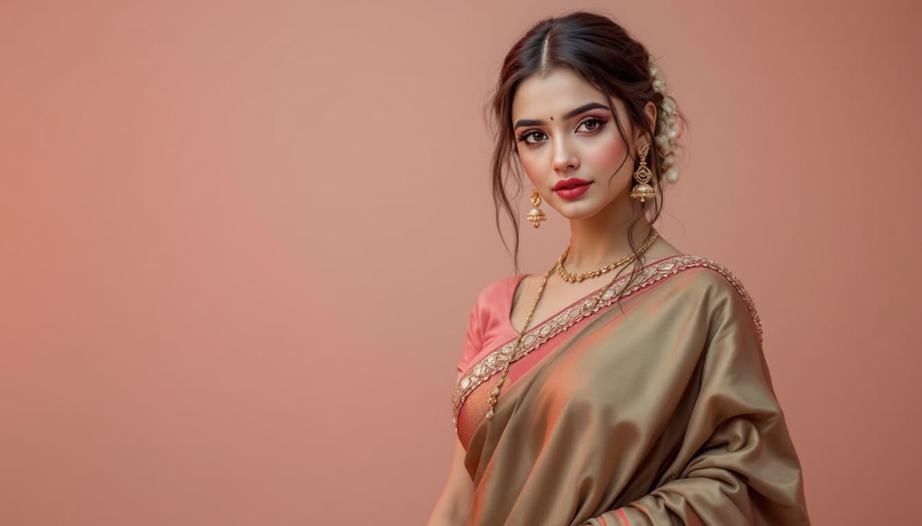 AI generated:  high definition - big chest kurdish girl wearing saree