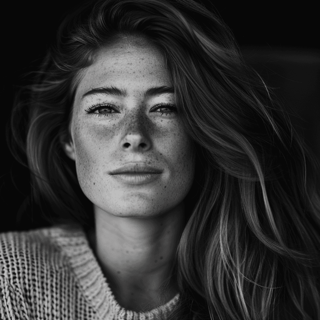 AI generated: a portrait of natural beauty, friendly expression, black and white, high quality photograph --chaos ...