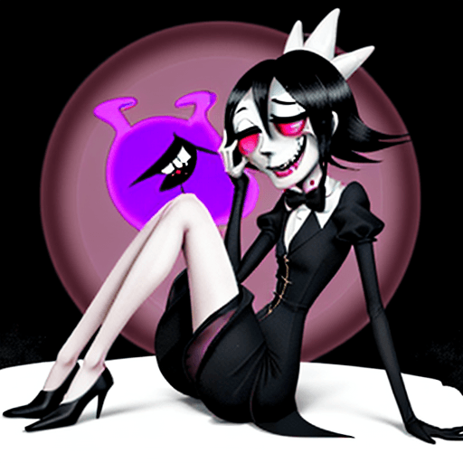 AI generated: full body, right side in the picture is a crying man, Hazbin Hotel style