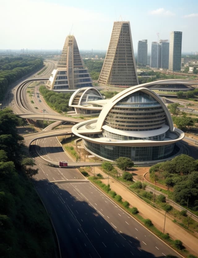 AI generated: a beautiful modern urban city, with freeways, interchanges, beautiful hotels and skyscrapers, based ...
