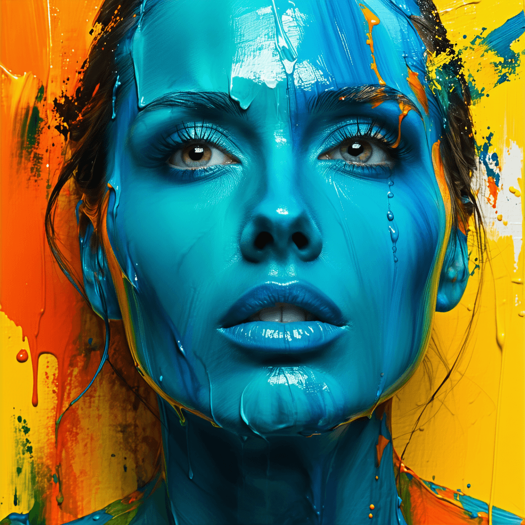 AI generated: [hdr, film ], lifelike textures,
abstract expressionist painting of (blue and orange paint on the f...