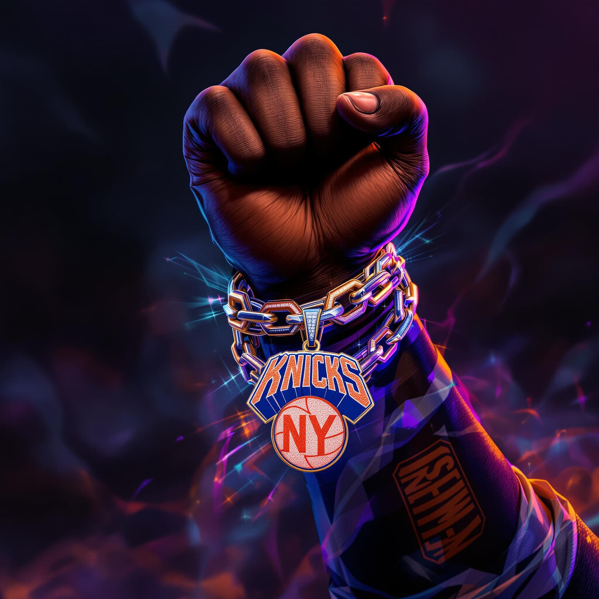 AI generated: african american man hand is holding up a cuban link chain wrapped around his fist and it has a diam...