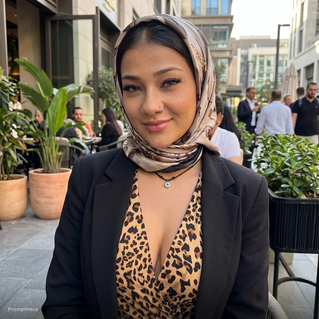 AI generated: Kocaman göğüsleri olan Müslüman kadın derin dekolteli sexy 