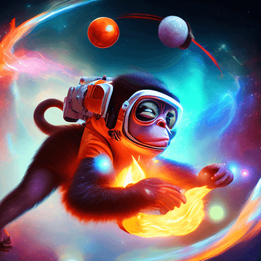 AI generated: hyper realistic beautiful and cute anthropomorphic female  space monkey astronaut with tail flow art...