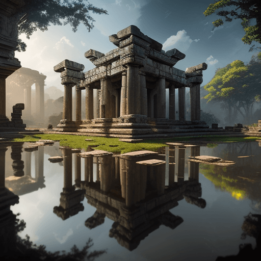 AI generated: (masterpiece), (anime style), award winning, centered, Instagram able, ancient temple ruin civilizat...