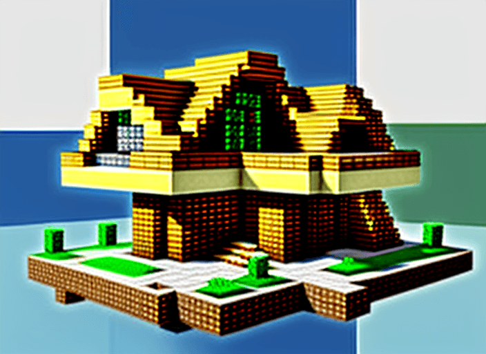 AI generated: minecraft style concept art of three architects, building a new design for an old school