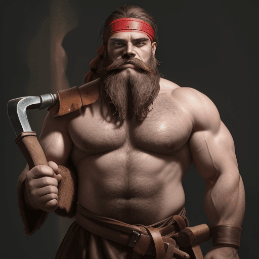 AI generated: A strong, mythical, middle-aged man with a mystical, pure, passionate and serious face, with a stron...