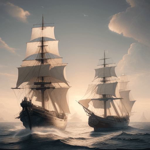 AI generated: Photo of a ultra realistic sailing ship, dramatic light, pale sunrise, cinematic lighting, battered,...