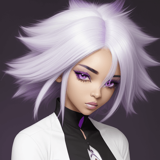 AI generated: A beautiful white black anime woman with purple and white hair


