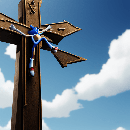 AI generated: sonic crucified on a cross, 8k, high resolution