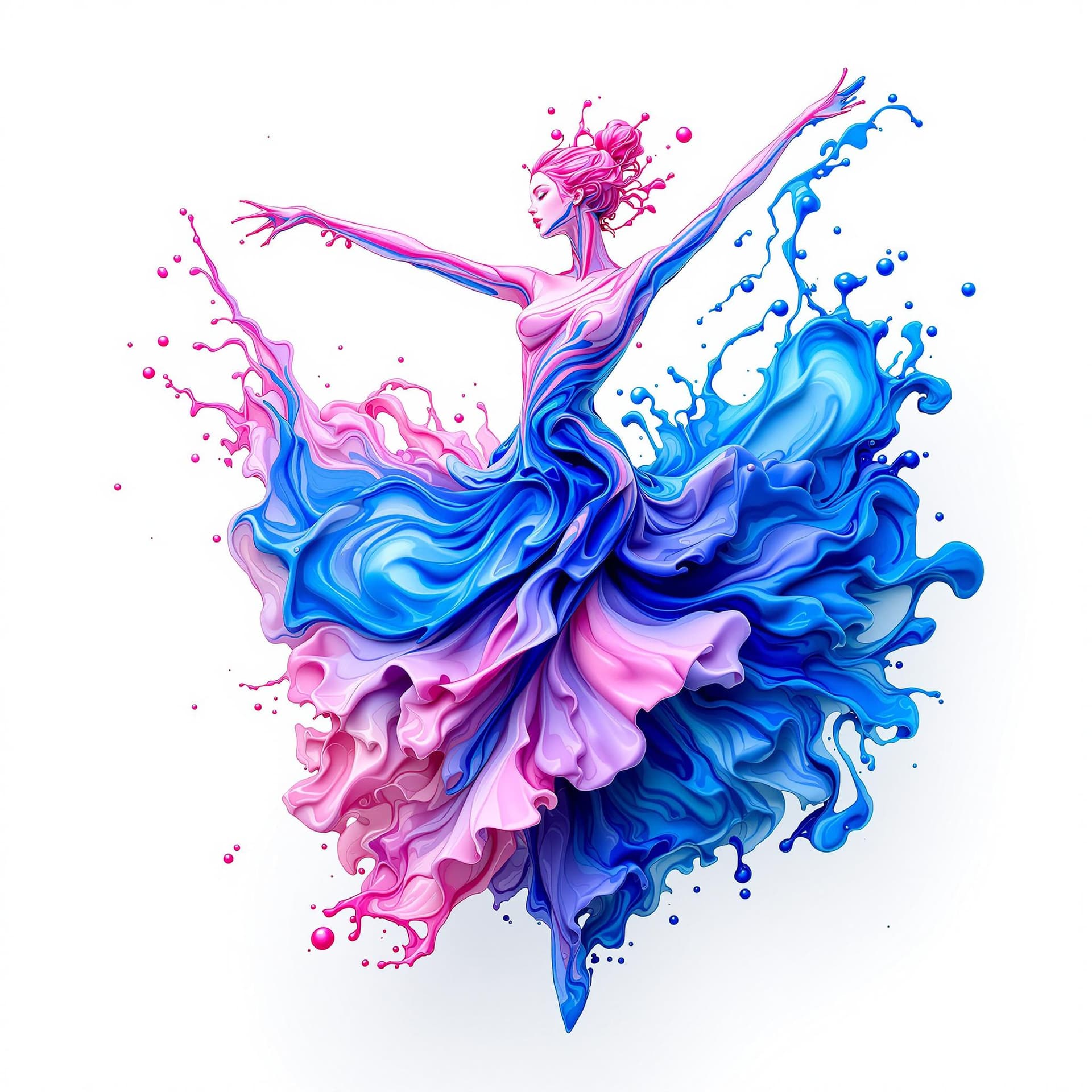 AI generated: Create an artistic image of a fluid sculpture resembling a dancer. The figure should be made of swir...