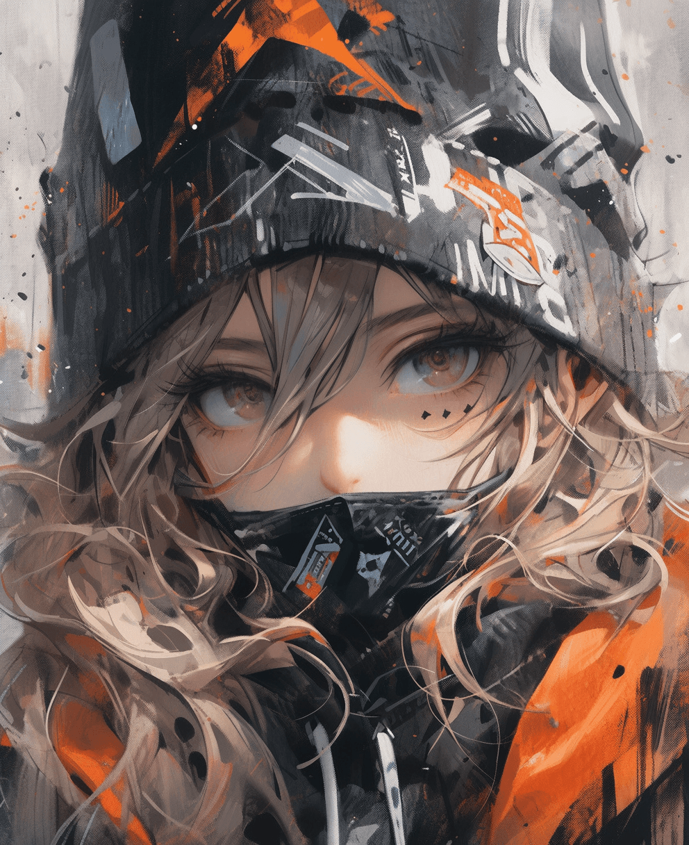 AI generated: art and watercolor of a woman in long black jacket, hat and gloves, in the style of yuumei, dark ora...