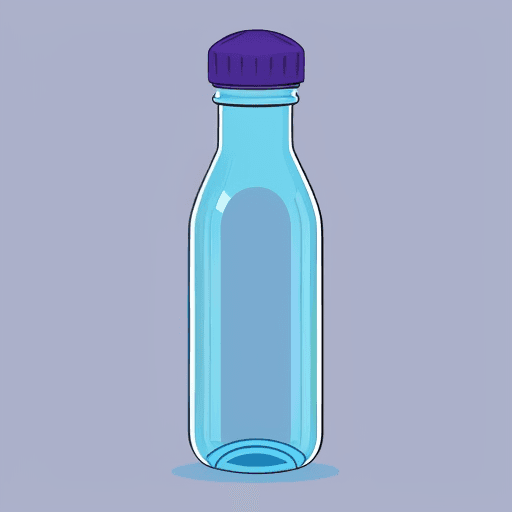 AI generated: A vector stock illustration of a blue water bottle with a purple cap. The design is simple and clean...