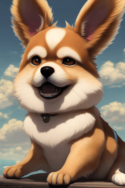 AI generated: a single caramel brazillian dog, cute, kawaii, ultra-detailed, hd, anime, design by makoto shinkai, ...