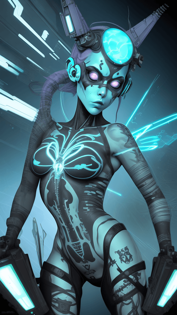 AI generated: An electrifying x-ray-inspired digital illustration showcases the enigmatic "tankgirl" in a mesmeriz...