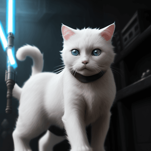 AI generated: Star Wars, Epic, white cat one eye, Cinematic scene, Dramatic lighting, --v 4