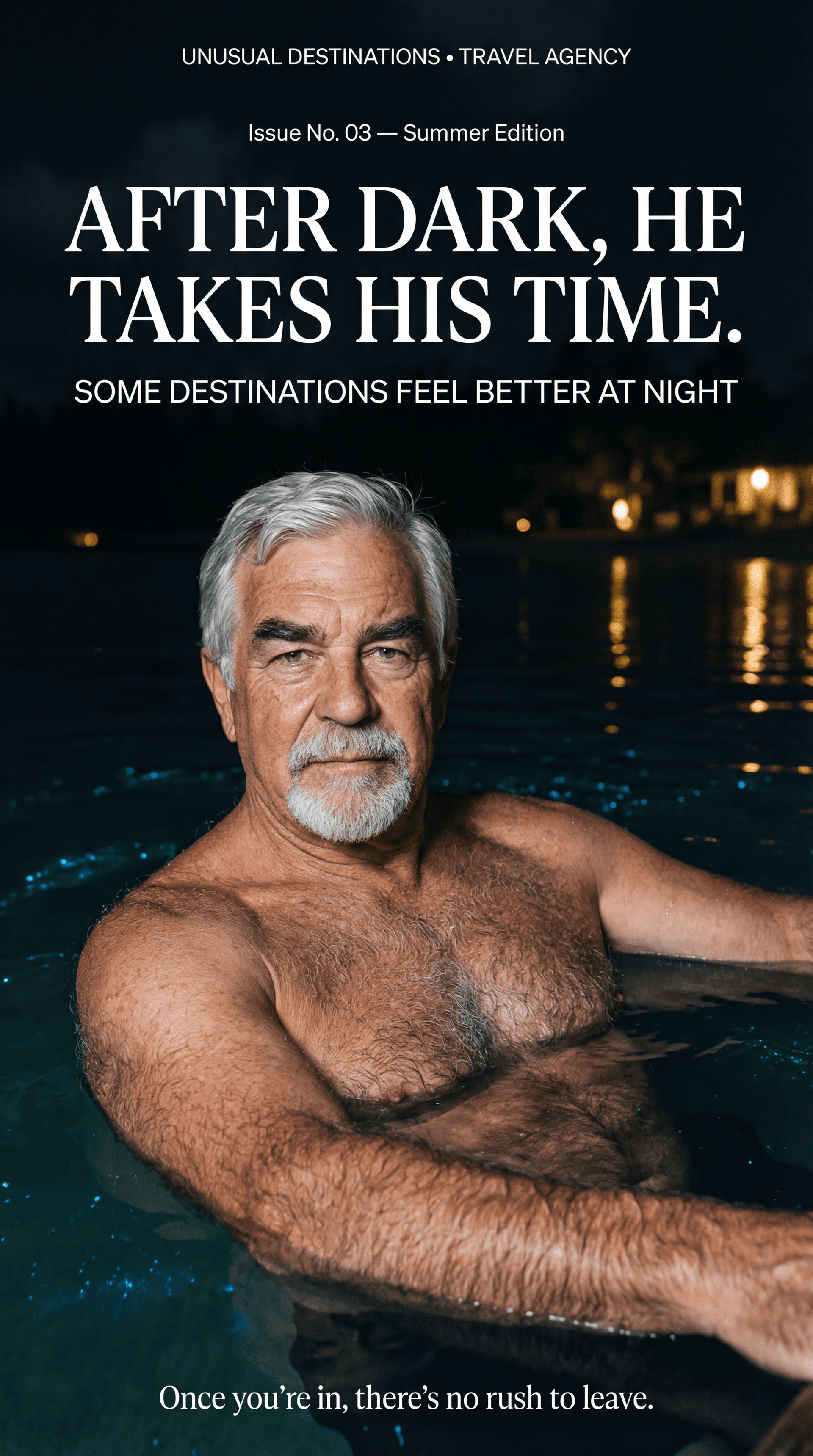 AI generated: ULTRA-REALISTIC PREMIUM TRAVEL AGENCY MAGAZINE COVER (vertical poster, 9:16).
High-end editorial nig...