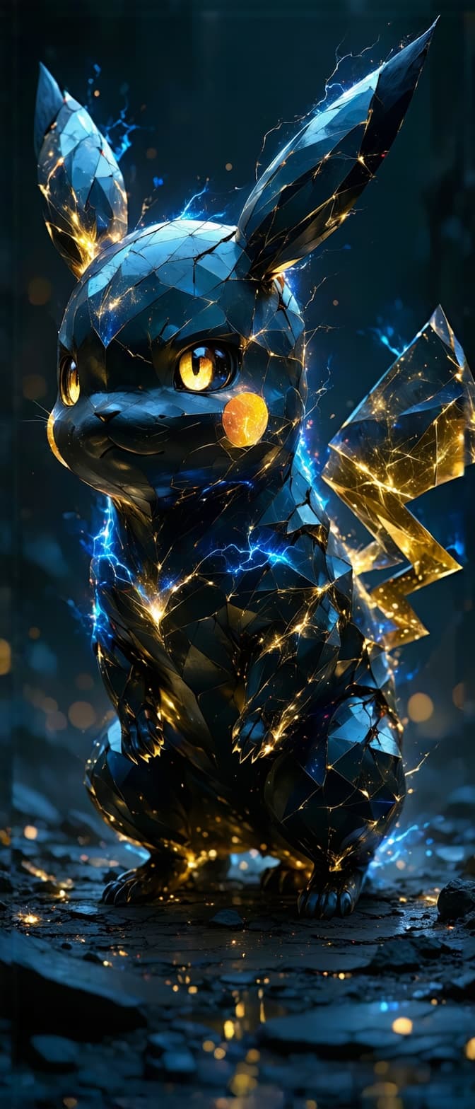 AI generated: Create an awe-inspiring masterpiece depicting a war-torn, godlike Pikachu transcending dimensional b...