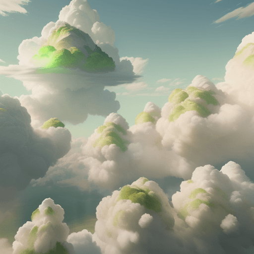 AI generated: saffron, white and green clouds in sequence from left to right, unreal engine, super realistic, 