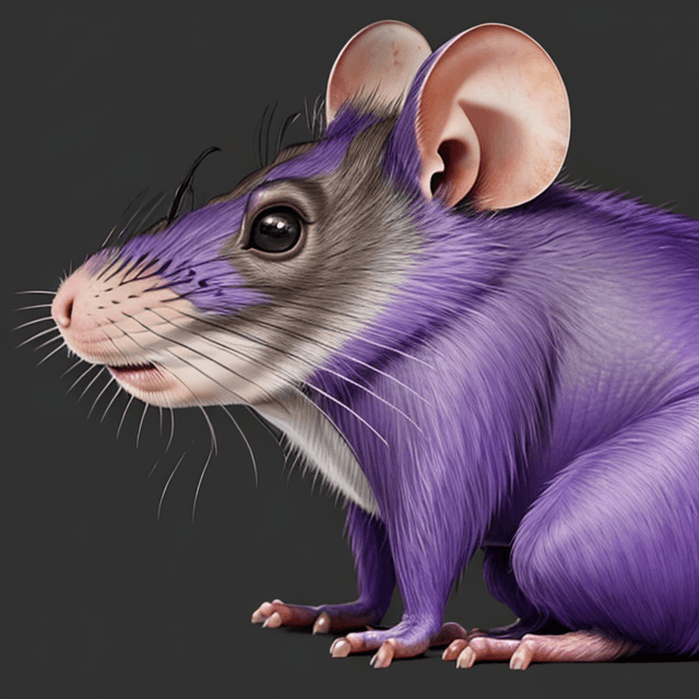 AI generated: side view of a prehistoric, wild, ugly, giant violet rat, 8k