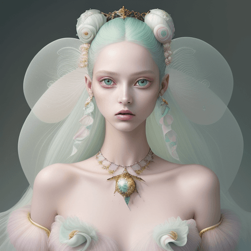AI generated: Fashion Photography: A hyper-realistic, surreal portrait channeling the Gucci aesthetic. A young vog...