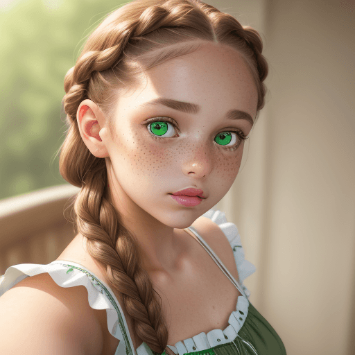 AI generated: A cute girl with light brown braided hair, talking a selfie (close up) ((waist up)), wearing a summe...