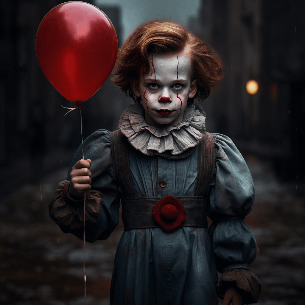 AI generated: sad fun with red balloon