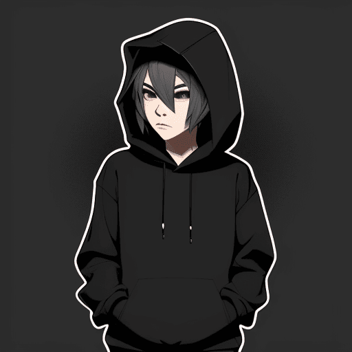 AI generated: Create, A character wearing black hoodie, gray, simple, vector, design, 