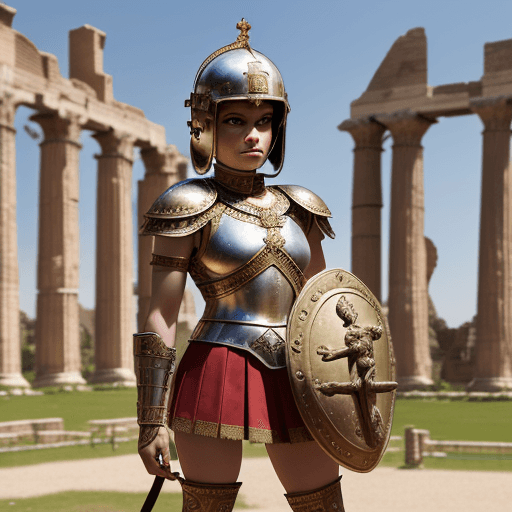 AI generated: An adult monkey standing proudly in front of a historical Carthage monument, dressed in a detailed R...