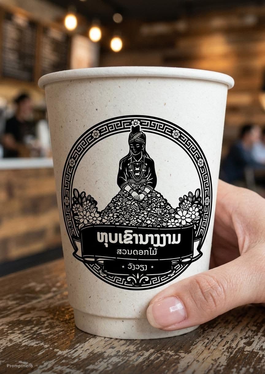 AI generated: use this picture to desind best of logo on cup of cafe make to curcle logo 