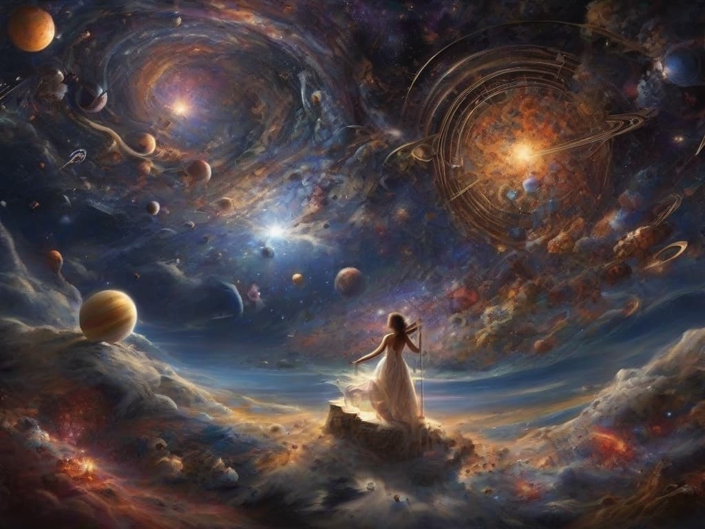 AI generated: symphony of the universe, visualize an epic scene depicting the harmony of the cosmos