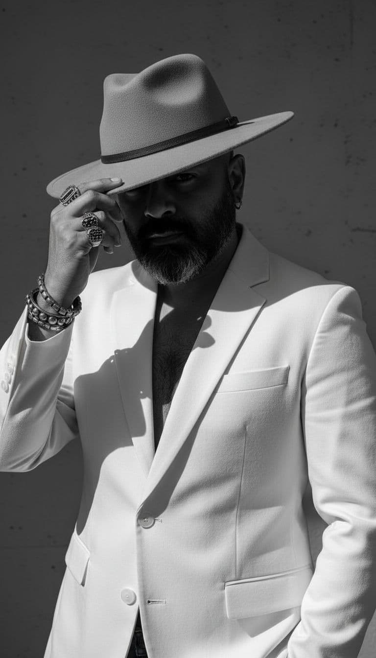 AI generated: Ultra-realistic 8K black-and-white

cinematic editorial portrait of a distinguished man in his lat...
