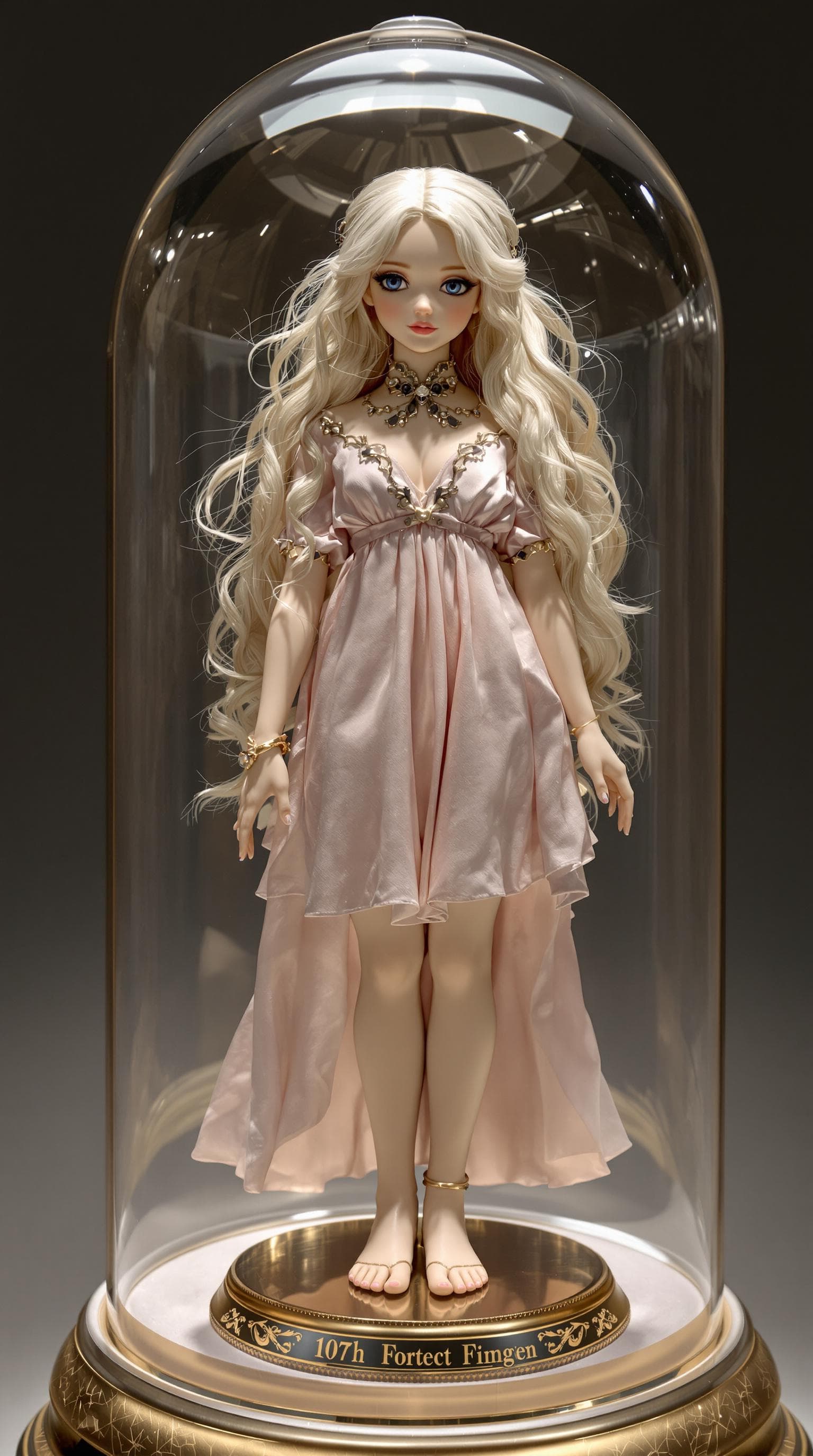 AI generated: professional photo of the most beautiful porcelain figurine girl in the world, (age 7), standing on ...