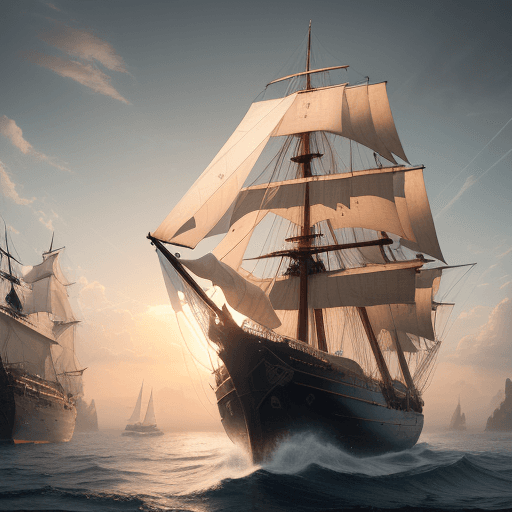 AI generated: Photo of a ultra realistic sailing ship, dramatic light, pale sunrise, cinematic lighting, battered,...