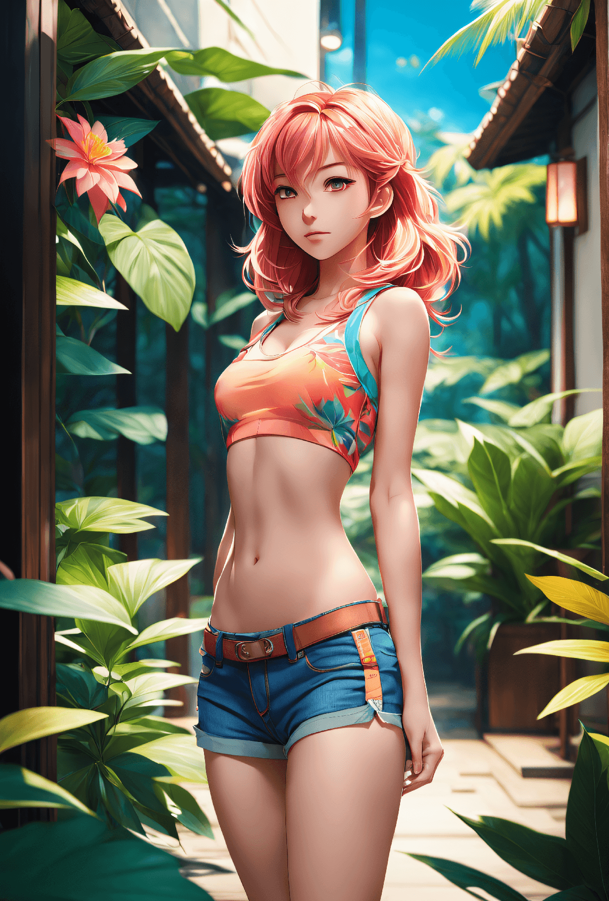 AI generated: anime artwork, full body, masterpiece picture of a young woman, Slim and athletic with a naturally t...