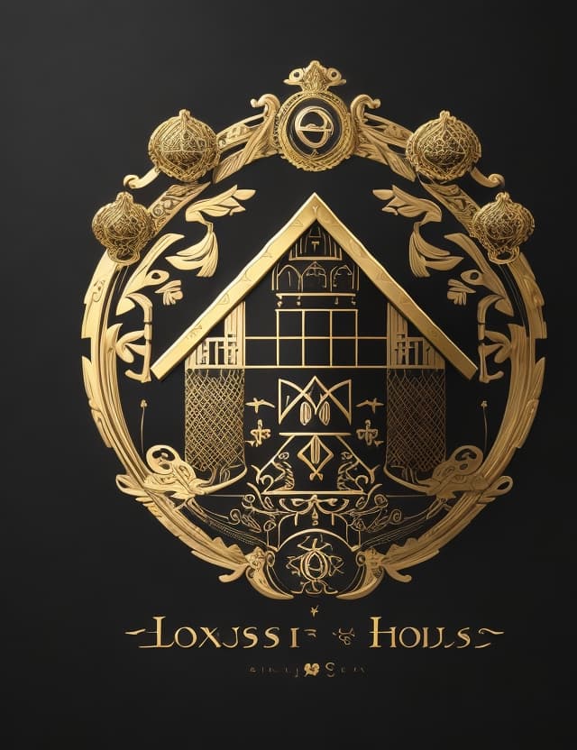 AI generated: a logo luxurious  house , image simplified house of life , nordic, scandinavian style, gold and blac...