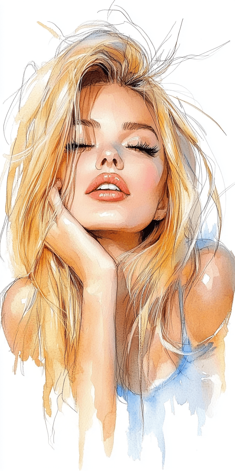 AI generated: Watercolor portrait of a woman, free brushwork --chaos 75 --ar 1:2 --style raw --profile rsy6uq9 --s...
