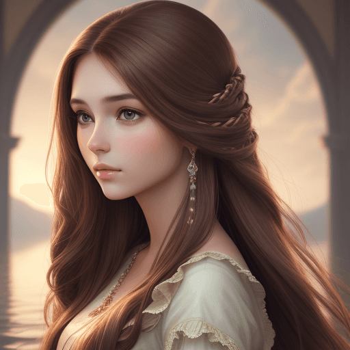 AI generated: serene beautiful, woman, long brown hair, 8k, high resolution, 
