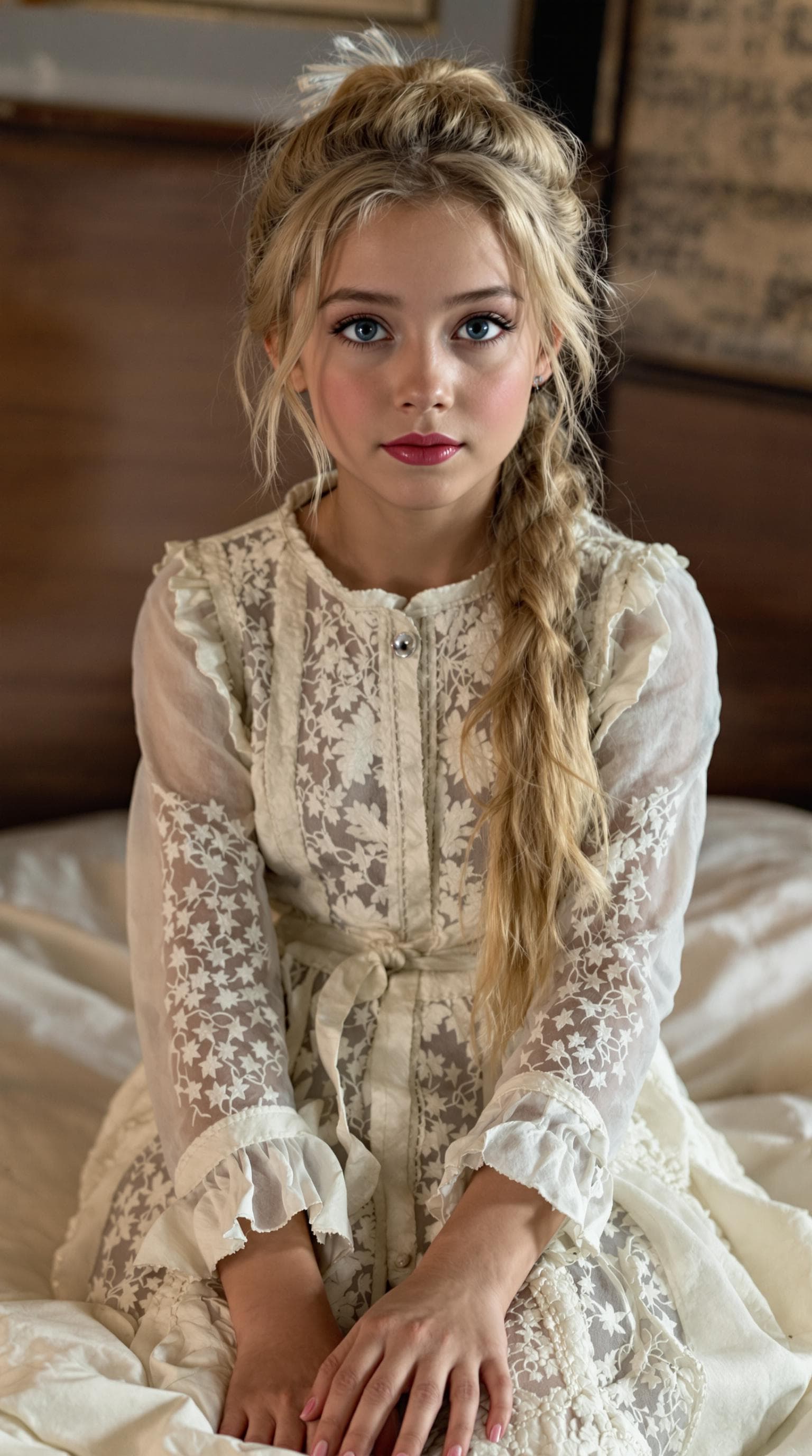 AI generated: a professional photo of a exceptionally beautiful girl aboard the Royal Mail Ship Titanic (age 9), (...