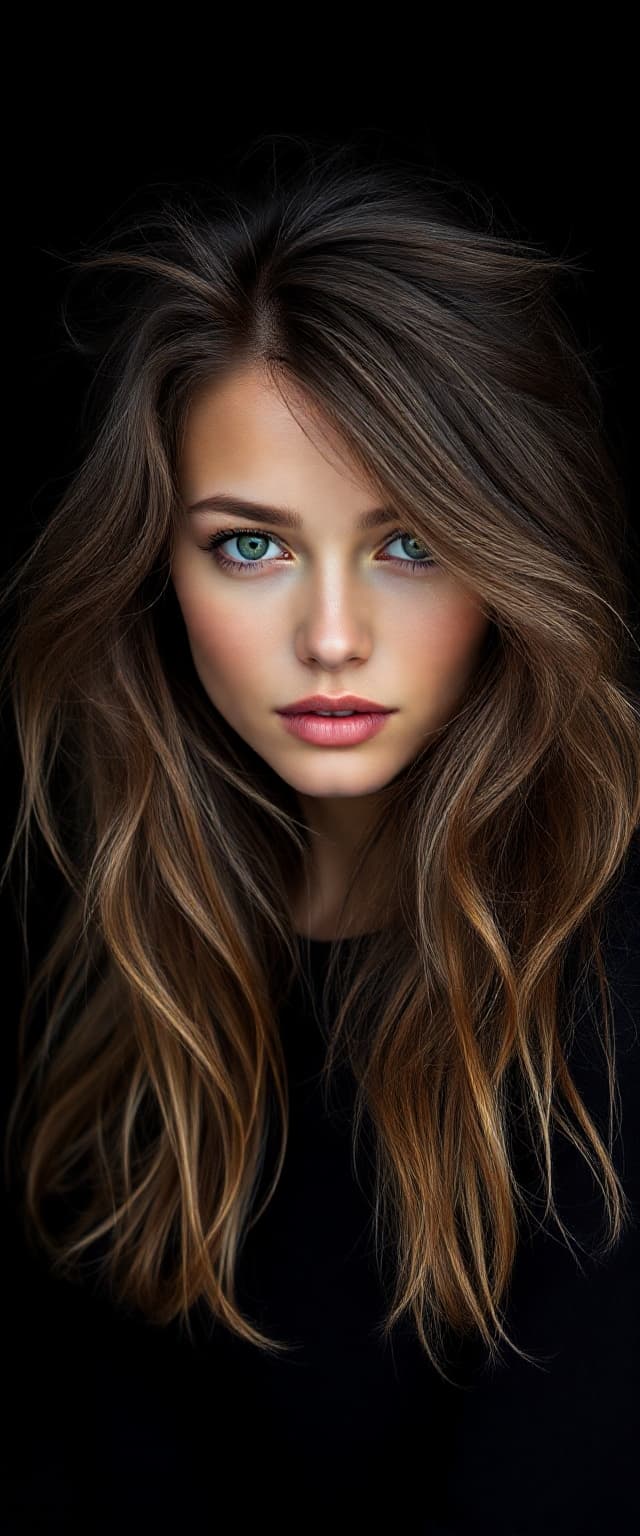 AI generated: "A soft and serene portrait photograph with a supermodel in her early 20's with fair skin tone posin...