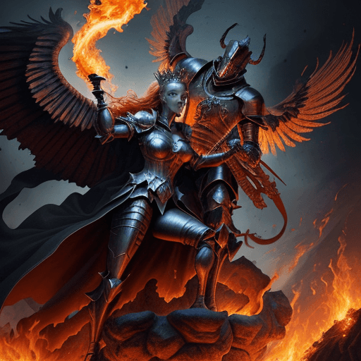 AI generated: Create a stunning digital painting of the mythical duel between the Knight of hell and the divine Qu...