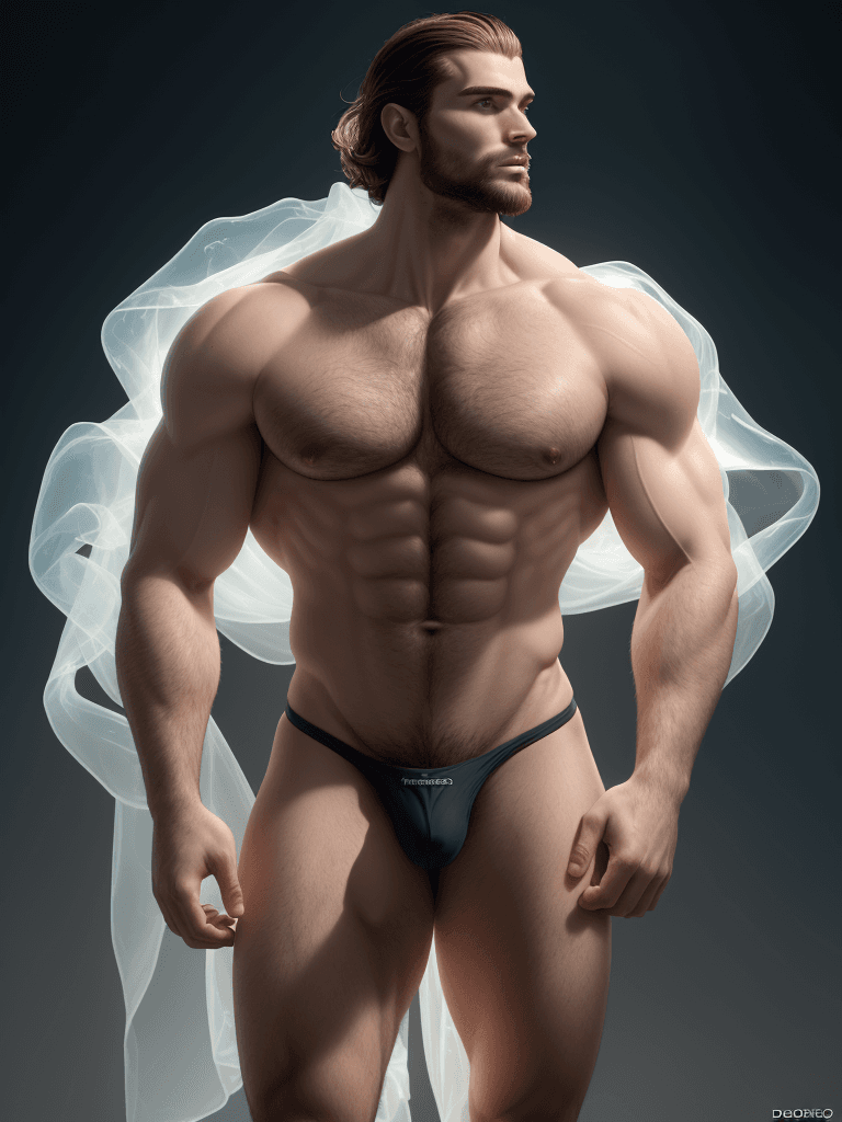 AI generated: profile view, Dohko from Kinght of the Zodiacs, hairy caucasian complexion, muscular, athletic and b...