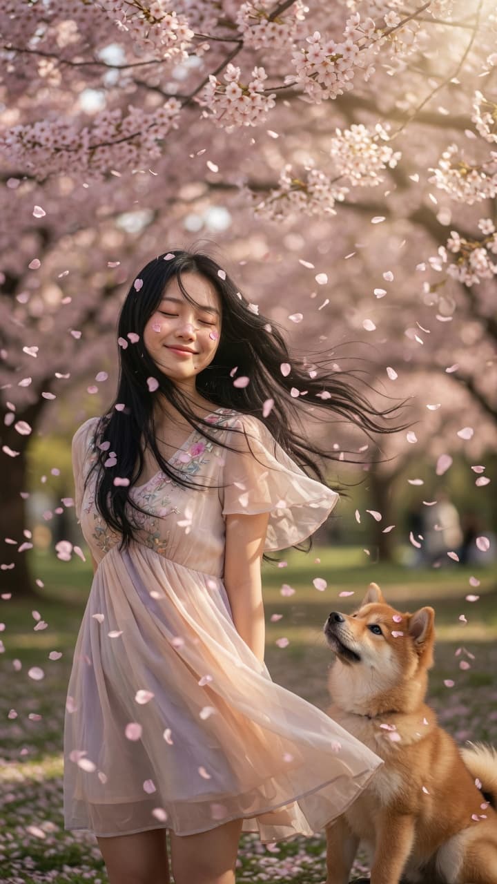 AI generated: Ultra-realistic cinematic portrait of a beautiful 20-year-old East Asian woman standing gracefully i...