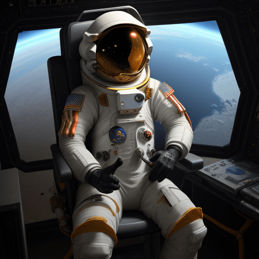 AI generated: An adventurous human character seat wearing an advanced space exploration suit, exploring uncharted ...