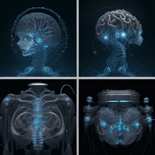 AI generated: a human organ brain perfectly recreated in a mechanical and organic shapes of a drone, with wires, c...