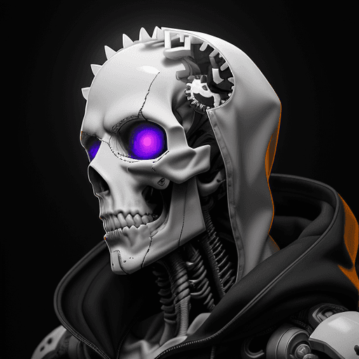 AI generated: 1 man, headshot, shoulders and head, looks at us, hooded, greyscale, Radiation glowing side profile ...