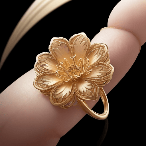 AI generated: It generates a handcrafted ring with a distinctive and detailed floral design. The main material is ...