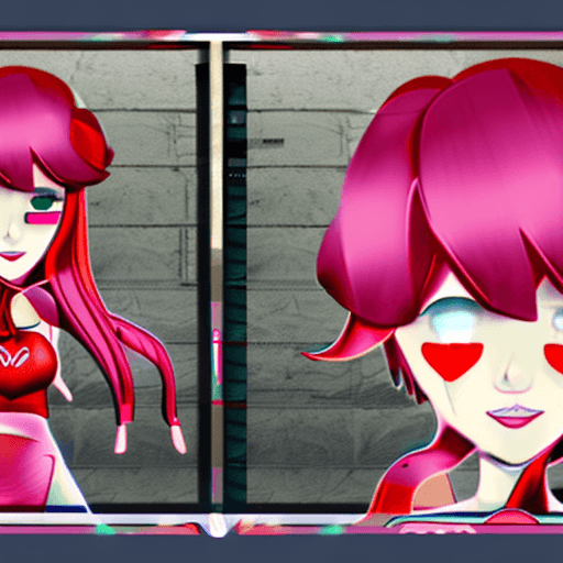 AI generated:  pink hair, hair with ponytail, bangs, (aqaua eyes: 0.9), (makeup, mascara: 0.9), (smile: 0.5), tran...