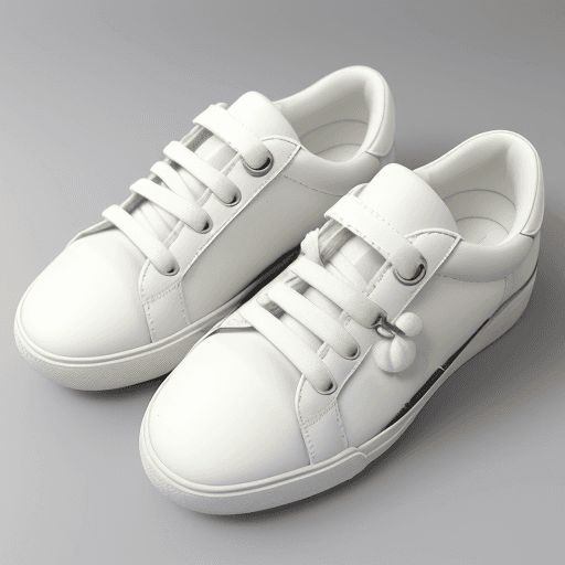 AI generated: sneakers made from white clouds and cotton, small white clouds growing, white background, box, photo...